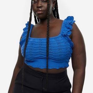 COPY - H&M bright blue crochet look crop top size S